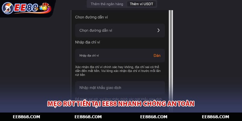 Mẹo rút tiền tại EE88 nhanh chóng an toàn